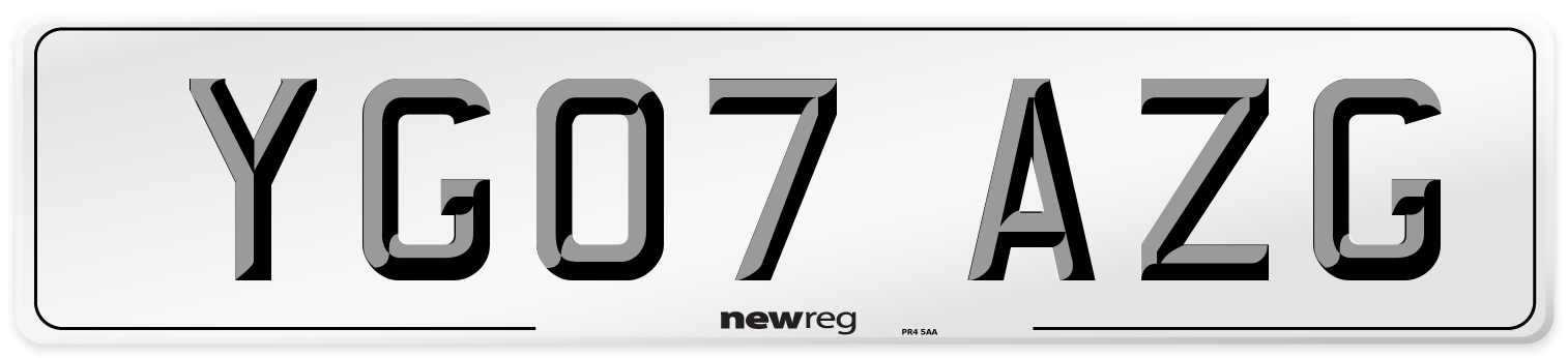YG07 AZG Number Plate from New Reg